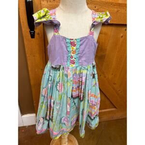 Girl's Size 8 Boutique Dress Flutter Sleeve Firefliez GUC 100% Cotton